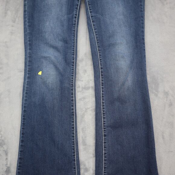 Casual Pants Womens 8 Blue Mid Rise Flat Front 5 Pocket Design Boot Cut Jeans - Picture 14 of 16